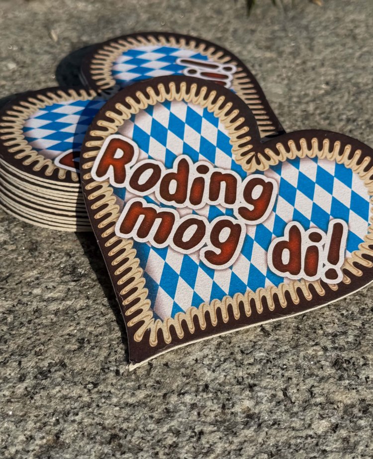 Bierdeckel mit der Aufschrift Roding Mog Di